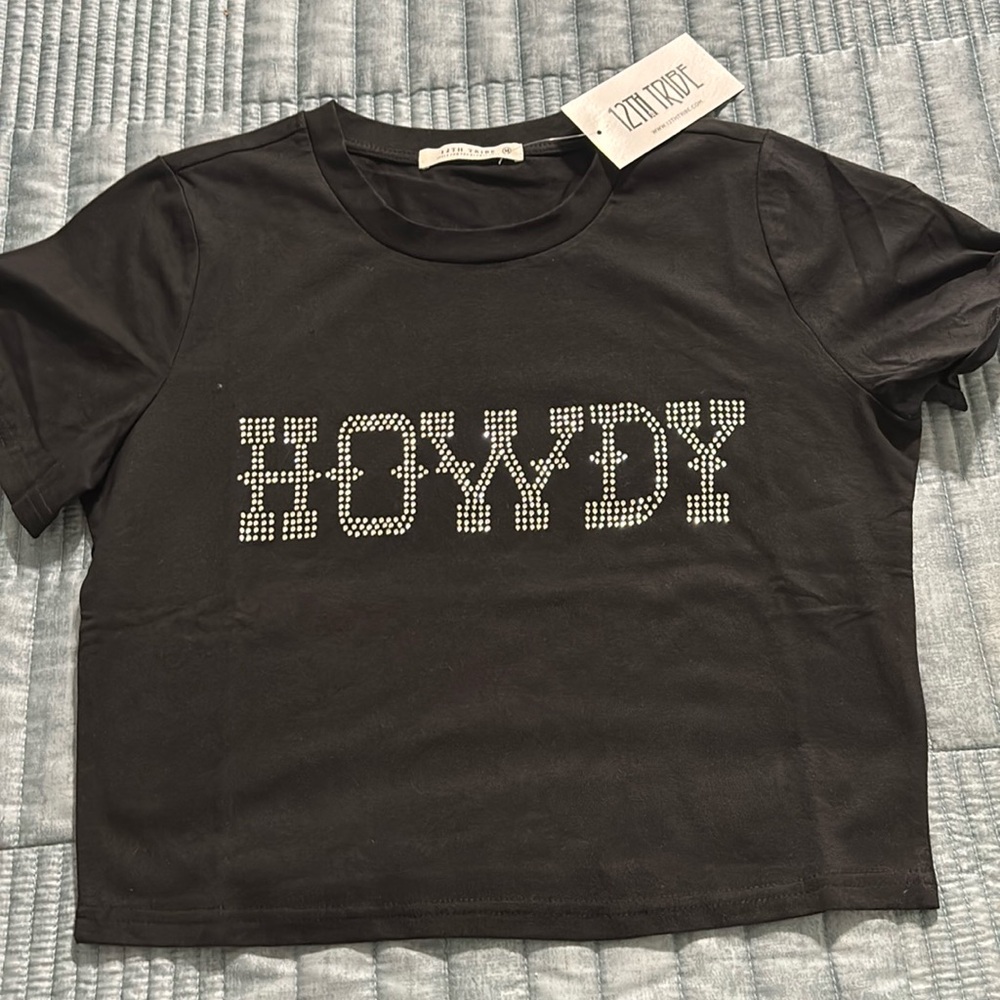 12th Tribe Black Crop Top with Silver Accents